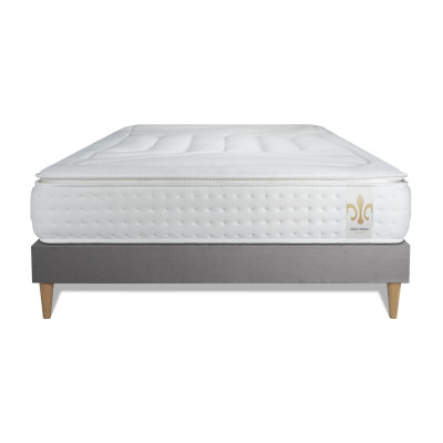 Ensemble Matelas Sommier 140x200 cm - Sommier Gris (déjà monté) - Vingt-Quatre PLUS