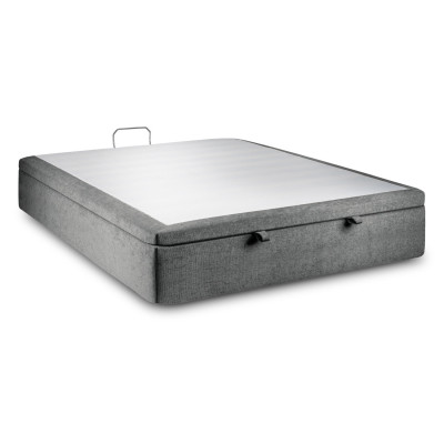 Sommier Coffre 160x200 cm - Toile nattée  - Gris anthracite