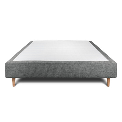 Sommier Tapissier 150x190 cm - H35 cm - Toile nattée - Gris anthracite