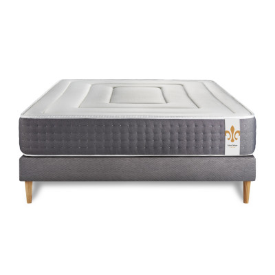 Ensemble Matelas Sommier 200x200 cm - Sommier Gris (en kit) - Vingt-Six