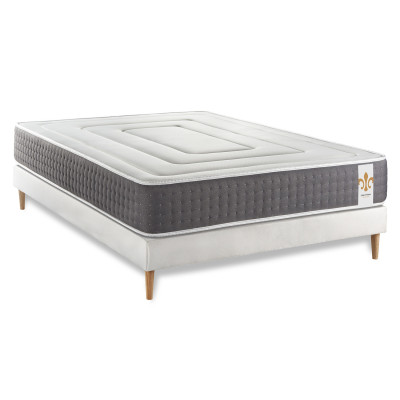 Ensemble Matelas Sommier 140x190 cm - Sommier Blanc (en kit) - Vingt-Six