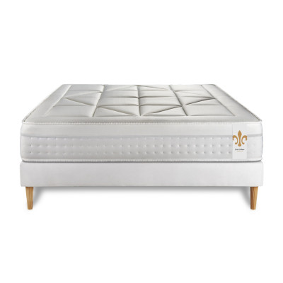 Ensemble Matelas Sommier 140x190 cm - Sommier Blanc (déjà monté) - Vingt-Huit