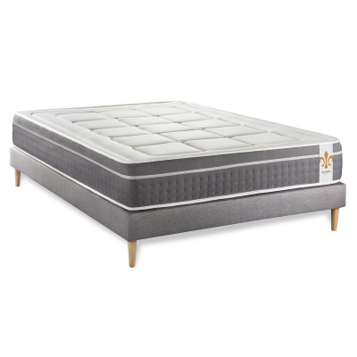 Ensemble Matelas Sommier 140x190 cm - Sommier Gris (en kit) - Trente