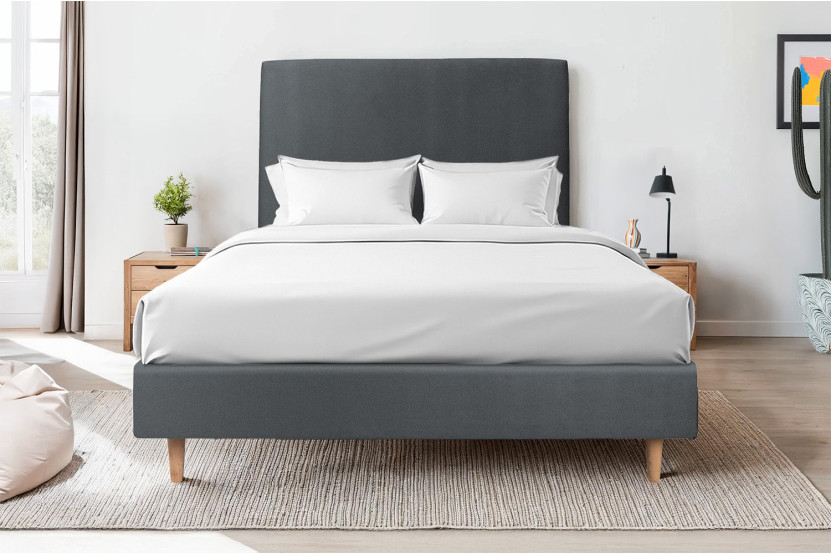 Sommier Tapissier 150x200 cm - H35 cm - Velours - Gris anthracite