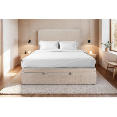 Sommier Coffre 140x200 cm - Toile nattée  - Beige brun