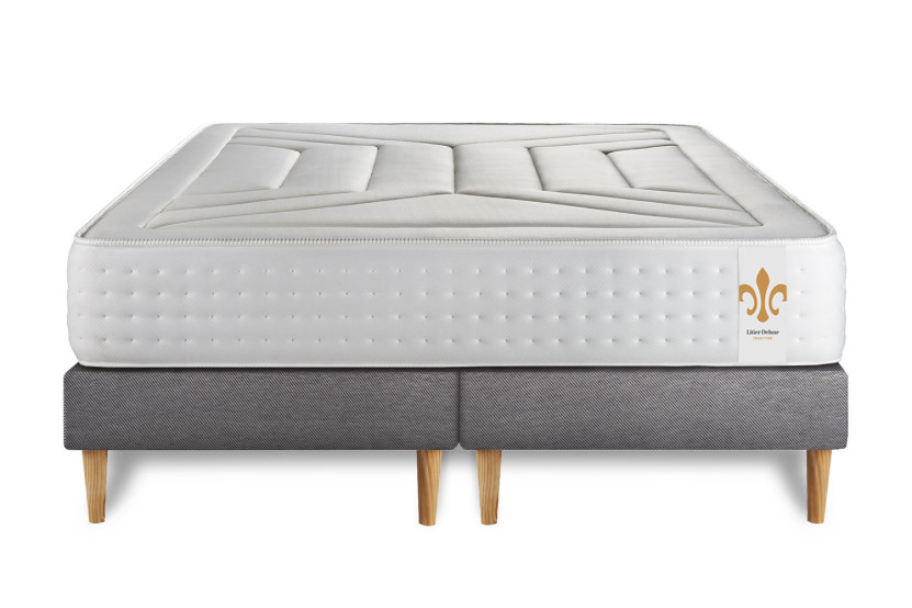 Ensemble Matelas Sommier 180x200 cm - 2 Sommiers Gris - Vingt-Quatre