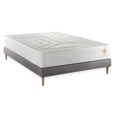 Ensemble Matelas Sommier 140x200 cm - Sommier Gris (déjà monté) - Vingt-Quatre