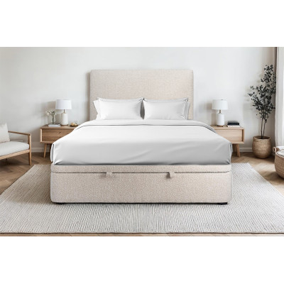 Sommier Coffre 140x190 cm - Bouclette - Beige clair