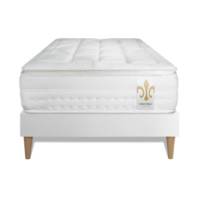 Ensemble Matelas Sommier 90x190 cm - Sommier Blanc (déjà monté) - Vingt-Huit PLUS