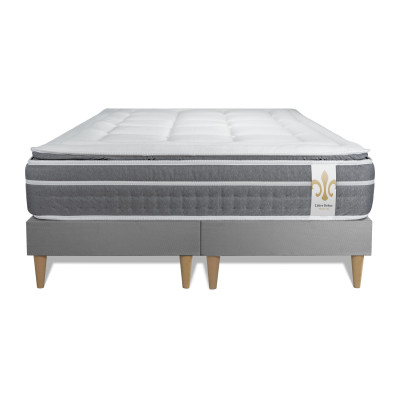 Ensemble Matelas Sommier 200x200 cm - 2 Sommiers Gris - Trente PLUS