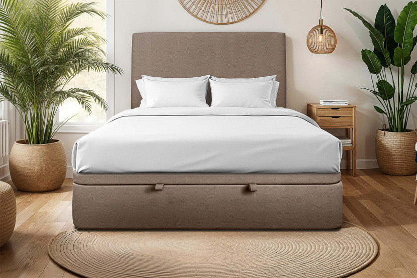 Sommier Coffre 200x200 cm - Velours - Taupe