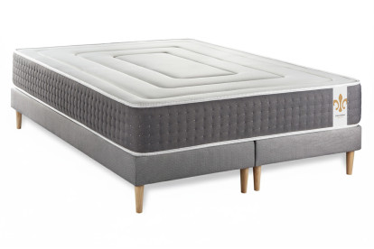 Ensemble Matelas Sommier 200x200 cm - 2 Sommiers Gris - Vingt-Six
