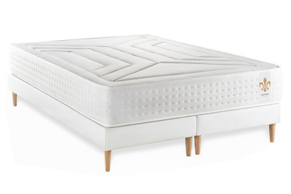 Pack lit complet 200x200 cm - Matelas + 2 Sommiers Blancs + 2 oreillers + Couette - Vingt-Quatre
