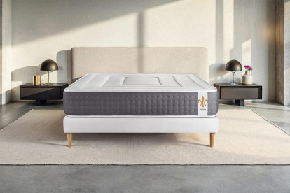 Ensemble Matelas Sommier 90x190 cm - Sommier Blanc (déjà monté) - Vingt-Six