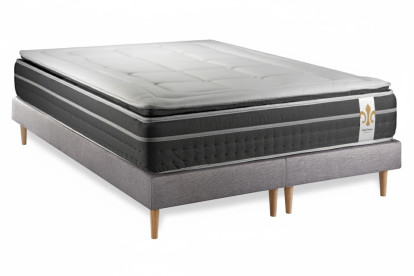 Pack lit complet 160x200 cm - Matelas + 2 Sommiers Gris + 2 oreillers + Couette - Trente PLUS