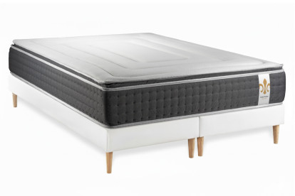 Ensemble Matelas Sommier 200x200 cm - 2 Sommiers Blanc - Vingt-Six PLUS
