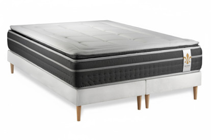 Pack lit complet 180x200 cm - Matelas + 2 Sommiers Blancs + 2 oreillers + Couette - Trente PLUS