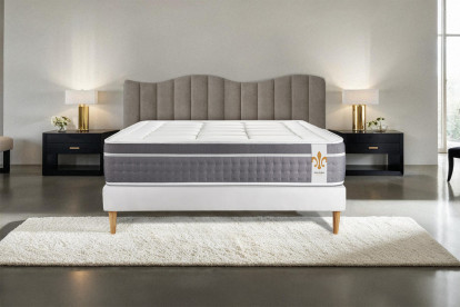 Ensemble Matelas Sommier 90x190 cm - Sommier Blanc (en kit) - Trente