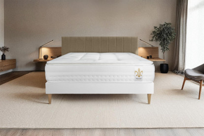 Ensemble Matelas Sommier 90x200 cm - Sommier Blanc (en kit) - Vingt-Huit PLUS