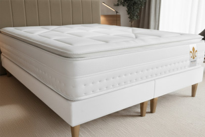 Ensemble Matelas Sommier 140x190 cm - Sommier Gris (déjà monté) - Vingt-Huit PLUS