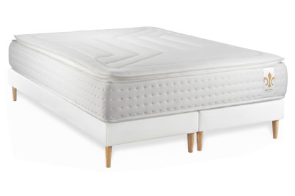 Pack lit complet 180x200 cm - Matelas + 2 Sommiers Blancs + 2 oreillers + Couette - Vingt-Quatre PLUS
