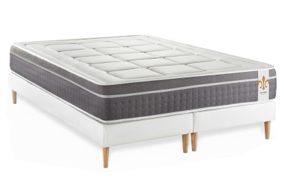 Ensemble Matelas Sommier 180x200 cm - 2 Sommiers Blanc - Trente