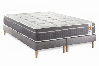 Pack lit complet 180x200 cm - Matelas + 2 Sommiers Gris + 2 oreillers + Couette - Trente